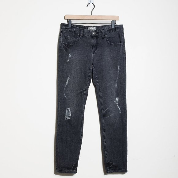 Free People Distressed Charcoal Jeans - Picture 1 of 2